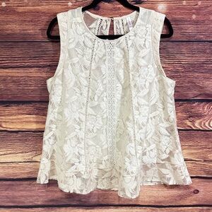 Xhilaration Floral Lace Sleeveless Blouse - Cream